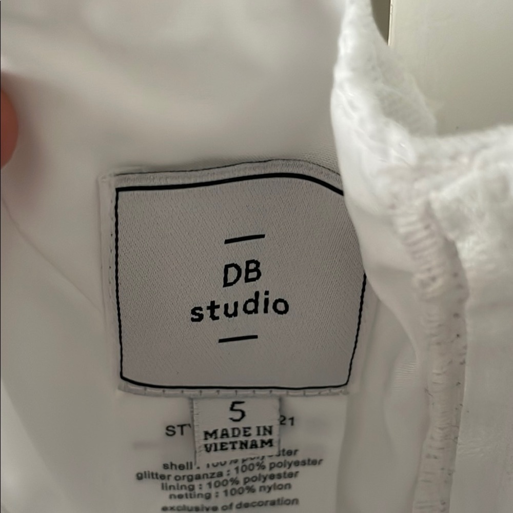 David's Bridal DB Studio White Sparkle Tulle Flower Girl Dress - Picture 4 of 4